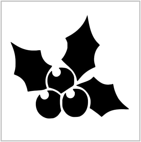 Mixed Media - Holly and Berries 2 Stencil 4 Inch Christmas Holiday Silhouette Design Reusable Sheet for DIY craft crafting card making cookie cake airbrushing small miniature MIN190