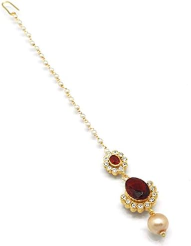 Radhesh Creation And JewellerySmall Size Maang Tikka with Crystal & Pearl