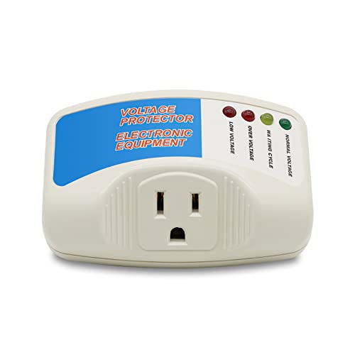 BSEED Protector contra sobretensiones para electrodomésticos, protector de voltaje de salida única, refrigerador de sobretensiones de salida de caída de voltaje 1440 vatios, salida de enchufe de caída de voltaje 120 V 10 A (1 paquete)
