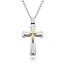 Cross Necklace for Men & Women with Large Pendant and 24 Inch Chain (Silver and Gold Tone)