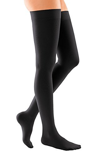 medi Duomed Soft (BS CCL 2) Compression Stockings Thigh Length with Silicone topband Closed Toe Black X Large