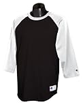 Champion Men's Tagless Baseball Raglan T-Shirt, black/white, Large