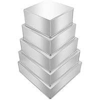 Set of 5 piece cake baking pans by Euro Tins 6, 7, 8, 9, & 10 Inch (Square)