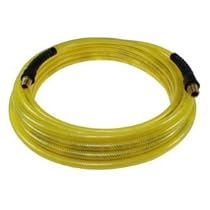 Coilhose Pneumatics PFE40504TY Flexeel Reinforced Polyurethane Air Hose, 1/4-Inch ID, 50-Foot Length with (2) 1/4-Inch MPT Reusable Strain Relief Fittings, Transparent Yellow