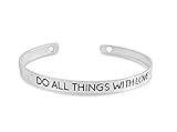DO ALL THINGS WITH LOVE Bangle Bracelet - Gift Box Included (Silver Tone)