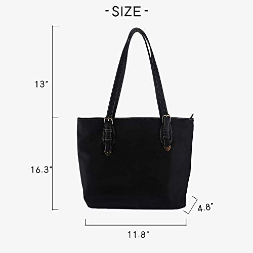 Large Nylon Tote Bags for Women，Women\'s Shoulder Handbags，Over the Shoulder Purse for Work (Dark Black)