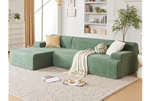 Huatean Home 107” Chenille Modular Sectional Sofa, Modern Sponge Sofa Couch for Living Room, High Density Sponges Cloud Couch Sectional, L-Shape Couches for Living Room, Green