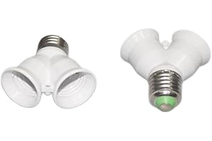 E26 Socket Splitter Y Shape, Dual Outlet Light Bulb Adapter, Turns 1 Socket into 2 for Lamps String Lights Home Lighting