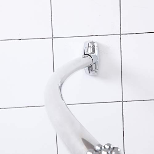 TENOVEL Rust Proof Adjustable Curved Shower Curtain Rodï¼Œ50" - 72" Inch Shower Curtain Rod Adjustable Stainless Steel Bathroom Rod, Polished Chrome