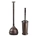 mDesign Modern Compact Plastic Toilet Bowl Brush and Plunger Combo Set with for Bathroom Storage and Organization - Sturdy, Heavy Duty, Deep Cleaning - Bronze primary