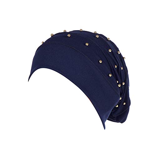 ZOMUSAR Bella Scarf Chemo Muslim Hat Turban Head Scarves Wrap Cap Pre-Tied Headwear Bandana Tichel for Cancer (Navy)