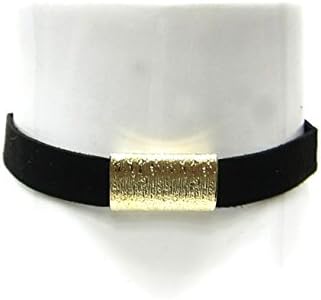 Madison Kate Fashion Textured Bar Pendant Choker Necklace Black