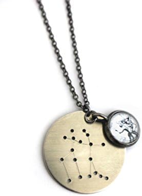 Zodiac Constellation Necklace Pendant - Silver or Gold - (Nickel - Silver Tone Capricorn)