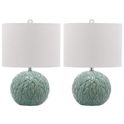 SAFAVIEH Lighting Collection Robinson Coastal Beach House Coral Reef Light Blue Round 21-inch Bedroom Living Room Home… 31Thy 72IDL