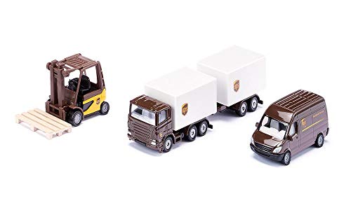 siku 6324, UPS Logistik Set, Metall/Kunststoff, Braun/Weiß, Viele Funktionen, Kombinierbar mit siku Modellen im gleichen…