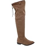 Yoki Anora Women's Drawstring Side Zipper Low Heel Thigh High Boots