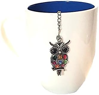 Tea Infuser Ball with Colorful Rhinestone Owl Weight Handmade Loose Tea Strainer