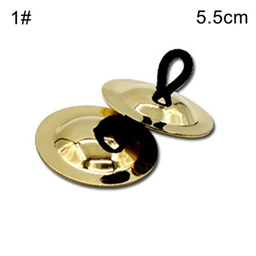 difcuyg5Ozw 1Pair Brass Finger Cymbals Portable Musical Percussion Instrument Lightweight Easy Play Kids Toy Dancing Props - 9cm - Thumbnail 5