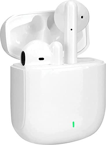 Écouteurs Bluetooth 5.0, Écouteur sans Fil Stéréo Microphone Intégré Casque Bluetooth Sport Étanche Charge Ultra-Rapide USB-C Toucher Intelligent pour iPhone Huawei Samsung, Blanc