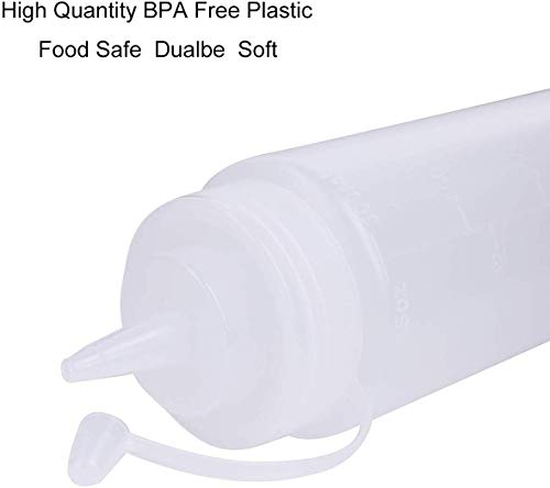 image for Bekith 12 pack 16 Oz Wide Mouth Plastic Squeeze Condiment Bottles with
