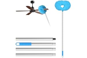 Storystore Ceiling Fan Cleaner Duster with Extension Pole, Adjustable from 13 to 49.7 Inches, Removable Fan Blade Cleaner (Blue)