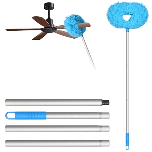 Photo 1 of *Dirty item* Storystore Ceiling Fan Cleaner Duster with Extension Pole, Adjustable from 13 to 49.7 Inches, Removable Fan Blade Cleaner (Blue)