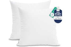 ROYALE LINENS 12 x 12 Pillow Insert - Down Alternative Throw Pillows Insert - Square Pillow Pack of 2 White - Bed & Couch Pil