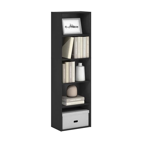 Furinno Luder 5 Tier Open Bookcase, Black Wood