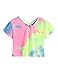 SweatyRocks Women's Tie Dye Criss Cross Back Short Sleeve Crop Summer T Shirt