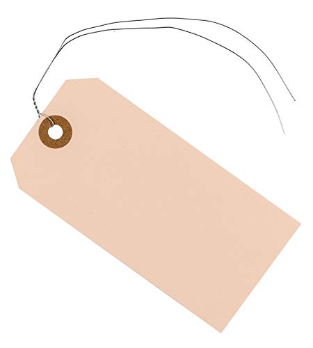EZdom Manila Shipping Tags with Wire Ties Attached #5 4 3/4" x 2 3/8" Blank Paper Pre-Wired (Box of 200) - Thumbnail 5