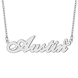 Austin Personalized Name Necklaces Silver Stainless