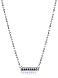 Alex Woo Little Elements Sterling Silver Side Bar with Swarovski Genuine Blue Sapphires Pendant Necklaces