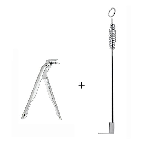 Stainless Steel Grill Grate Lifter Gripper and Ash Tool Grill Accessories Works for Big Green Egg Primo Grill Dome Kamado Joe Charcoal Grill Smoker (GG+at)