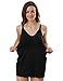 iloveSIA 2PACK Maternity Tops, 7027 Nursing Tank Tops, Breastfeeding Camisole Built-in Nursing Bras Black+Navy Blue Size 3XL