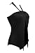 Women Solid Halter Neck Wrap One Piece Swimwear Monokini Black XL