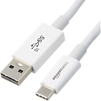 AmazonBasics USB Type-C to USB-A Male 3.1 Gen2 Adapter Charger Cable - 3 Feet (0.9 Meters) - White