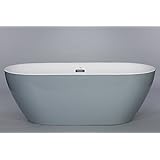Kokss Lamone Gray Freestanding Modern Seamless Acrylic Bathtub