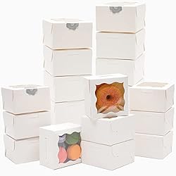 White Bakery Boxes with Window 4x4x2.5 inches Small