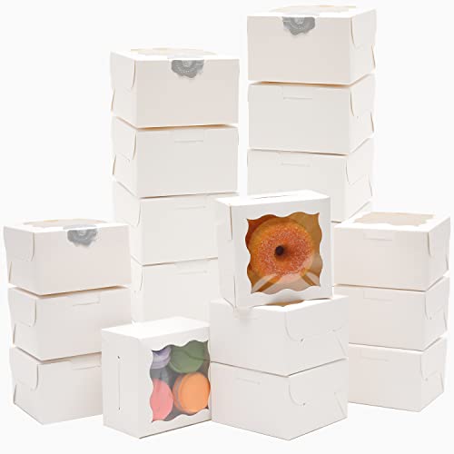 White Bakery Boxes with Window 4x4x2.5 inches Small