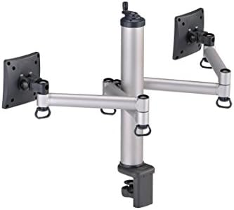 FogiMount Dual Premium Aluminum Desk Monitor Arm applied to screen up to 27", lifting arm easily with top knob (clamp mount)