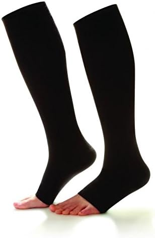 Doctor Comfort Compression Knee High 15-20mmHg Women's Open Toe Sheer Comfort (X-Large, Black)