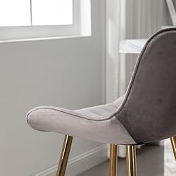 GBZB Modern Bar Stools Set of 2, Gray Velvet Bar