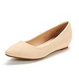 DREAM PAIRS Women's Jilian Nude Nubuck Low Wedge