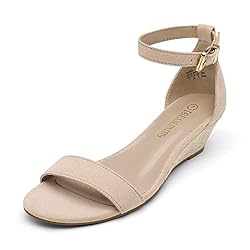 DREAM PAIRS Womens Ingrid Ankle Strap Low Wedge
