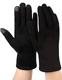 Women Touch Screen Gloves Fashion, Winter Black Fleece Lined Text Gloves Outdoor
