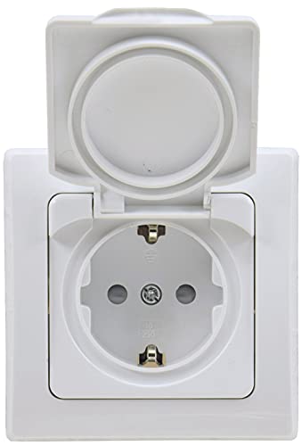 DELPHI Steckdose Unterputz IP44 Aussen Innen mit Dichtung Klapp-Deckel 230V-240V 16A Schutzkontakt-Steckdose Badezimmer… – Bild 4