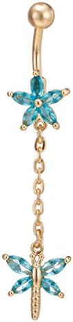 Fashion Women Body Piercing Jewelry 14G Hypoallergenic Stainless Steel Cubic Zirconia Belly Button Ring Navel Rings Dangle Bowknot Clear Gold/Silver Plated Dangle Blue