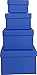 Cypress Lane Square Rigid Gift Boxes, a Nested Set of 4, 3.5x3.5x2 to 6x6x4 inches (Blue)