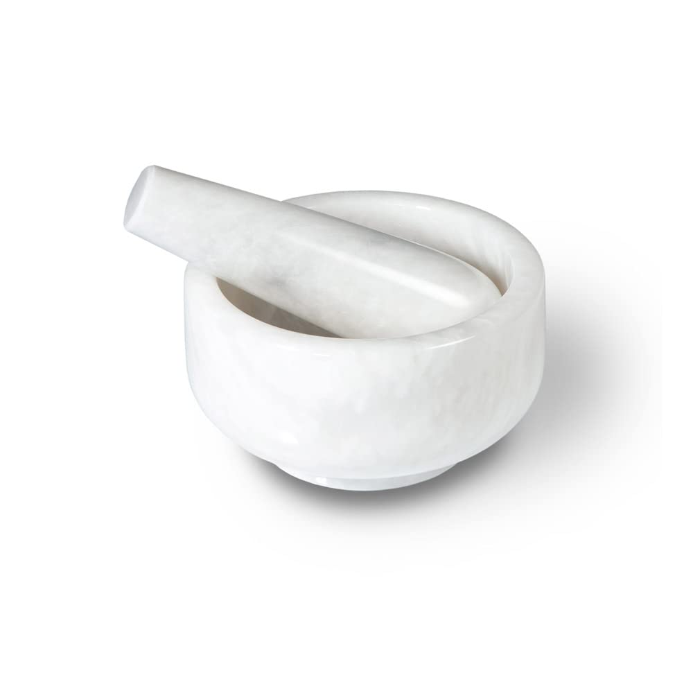 Classic White Marble Mortar and Pestle