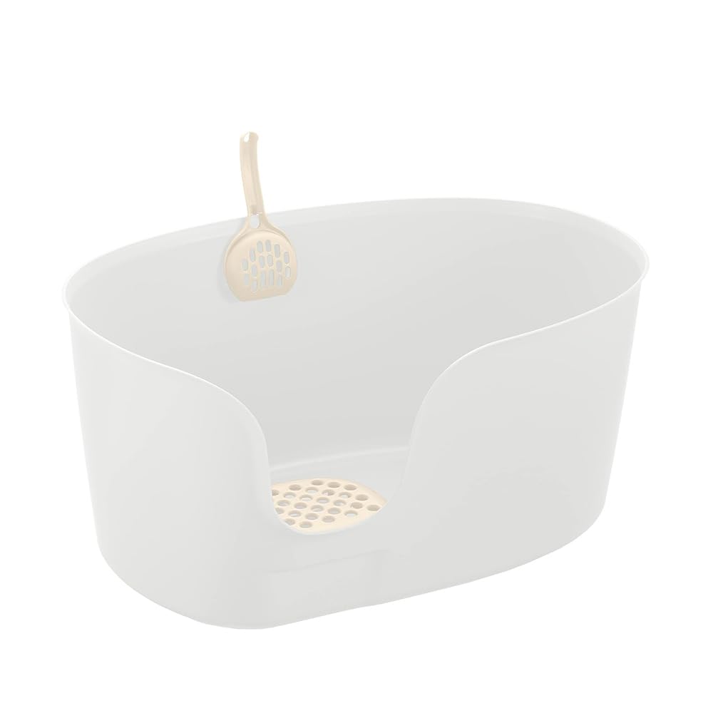 Photo 1 of ***MISSING MESH STEP AND SCOOP***Richell PAW TRAX High Wall Cat Litter Box XL, Large High Sides Cat Litter Pan in White